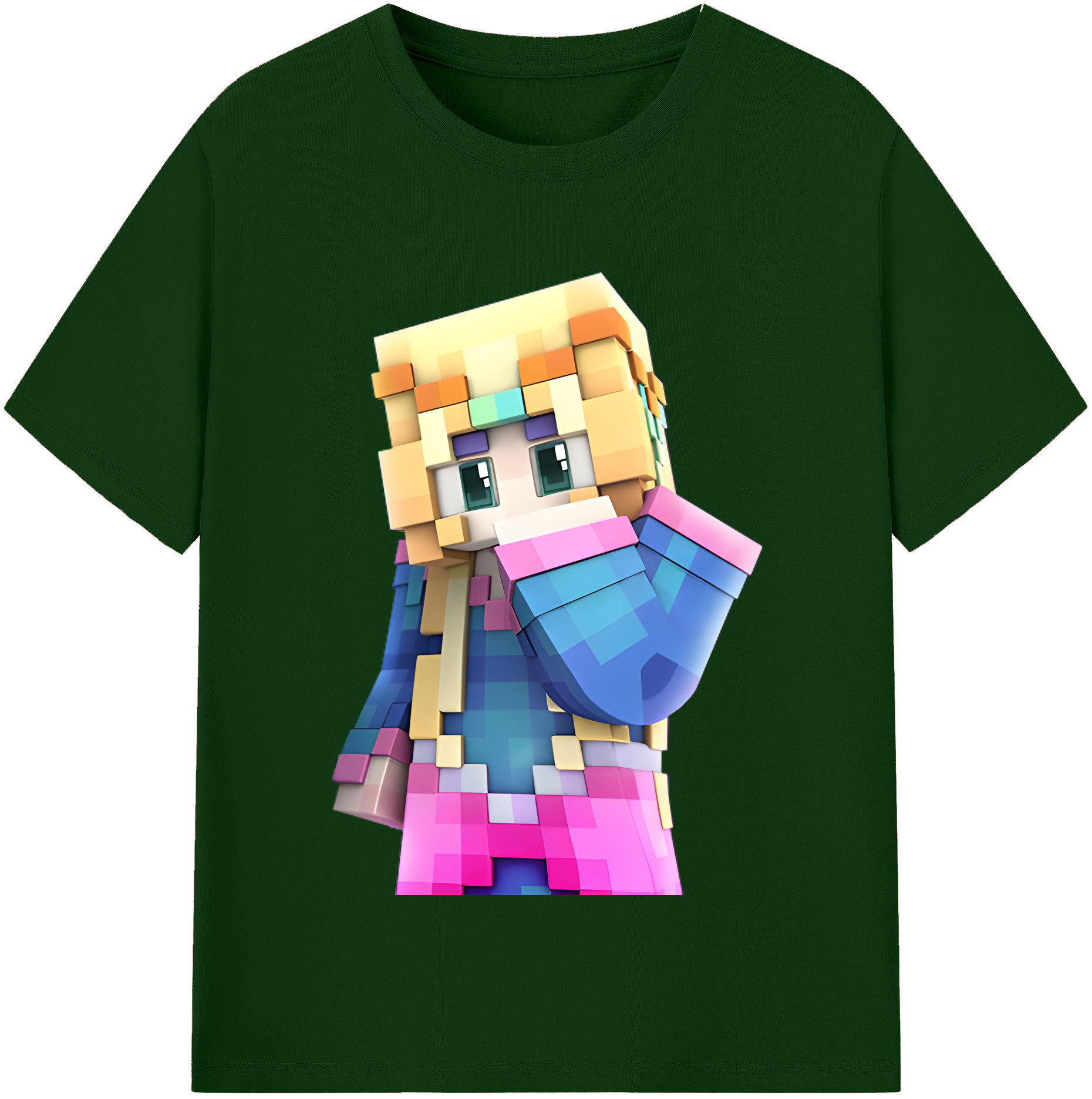 （画像用） マインクラフト ブロックの世界 Minecraft MC Block world 綿100％半袖Tシャツ（フロントプリント）
